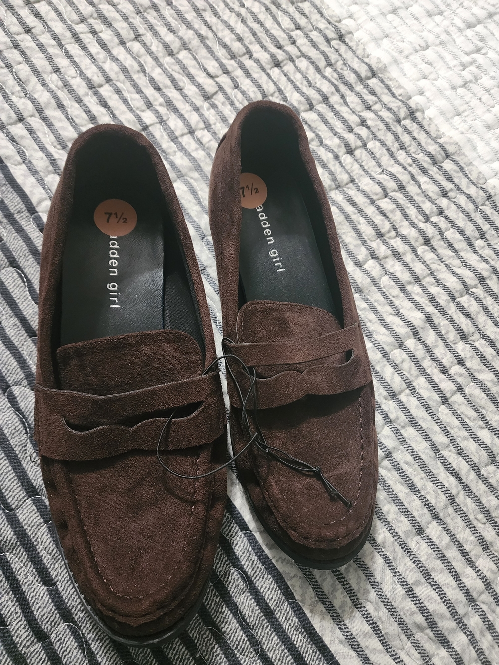 Madden Girl Dark Brown Suede Penny Loafers